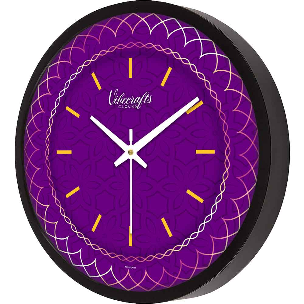 Abstract Purple Color Background Printed Design Wall Clock