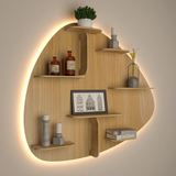 Abstract Shape Backlit Designer Wooden Wall Shelf 