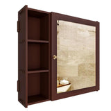 Modern Style Wooden Bathroom Cabinet With 5 Spacious Shelves Brown Finish