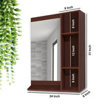 Wooden Bathroom Cabinet with 4 Spacious Shelves with Solid Brown Finish
