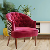 Artistic Cushiony Red Wide Backrest Velvet Sofa Lounge Chair