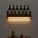 Backlit MDF Bar Mini Bar Shelf Cabinet in Walnut Finish