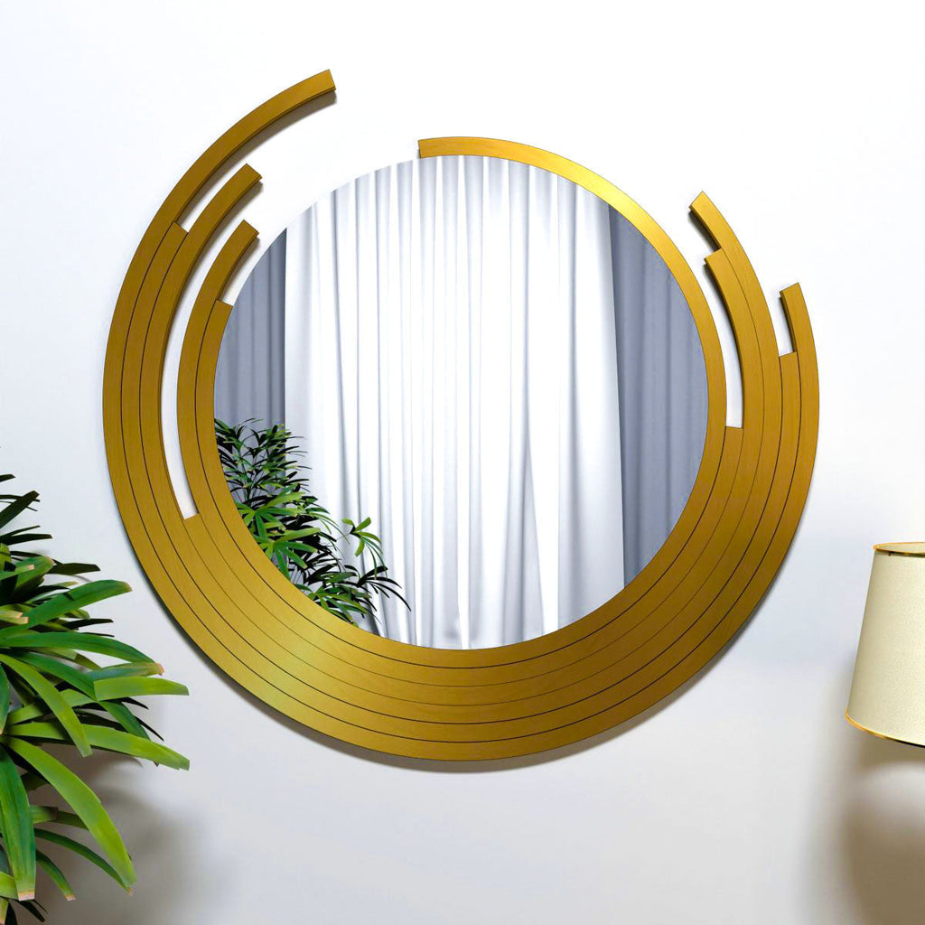 Beautiful Decorative Wooden Wall Mirror Round Shape