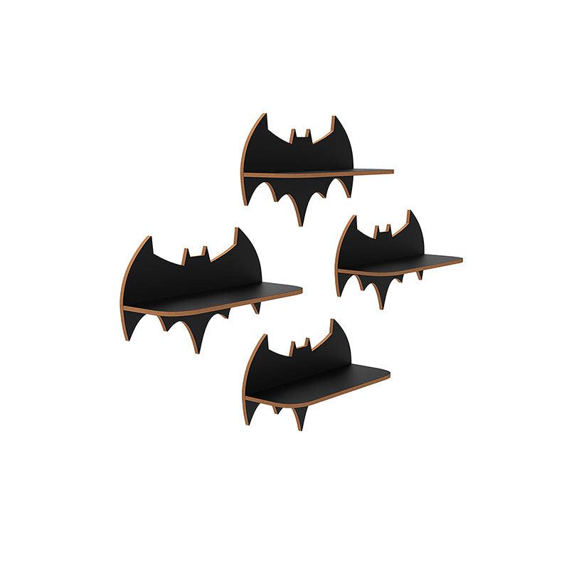 Design Batman Shaped Wooden Wall Shelf Set Of Four