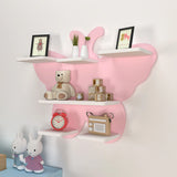 Designer Pink Butterfly Wooden Wall Shelf for Kids