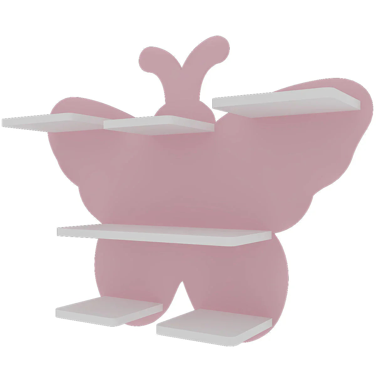 Pink Butterfly Wooden Wall Shelf for Kids