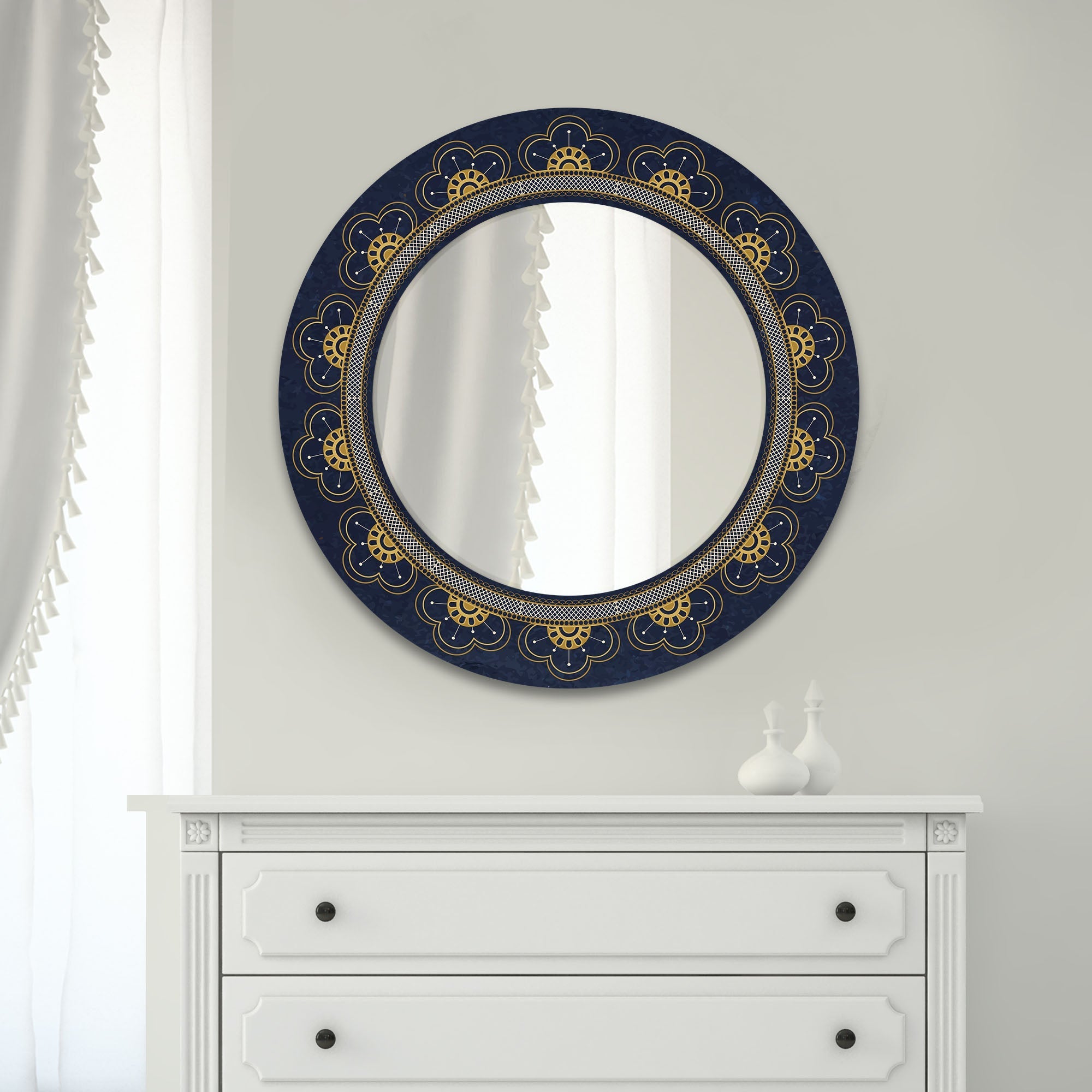 Beautiful Flower Designer Pattern Printed Wall Mirror