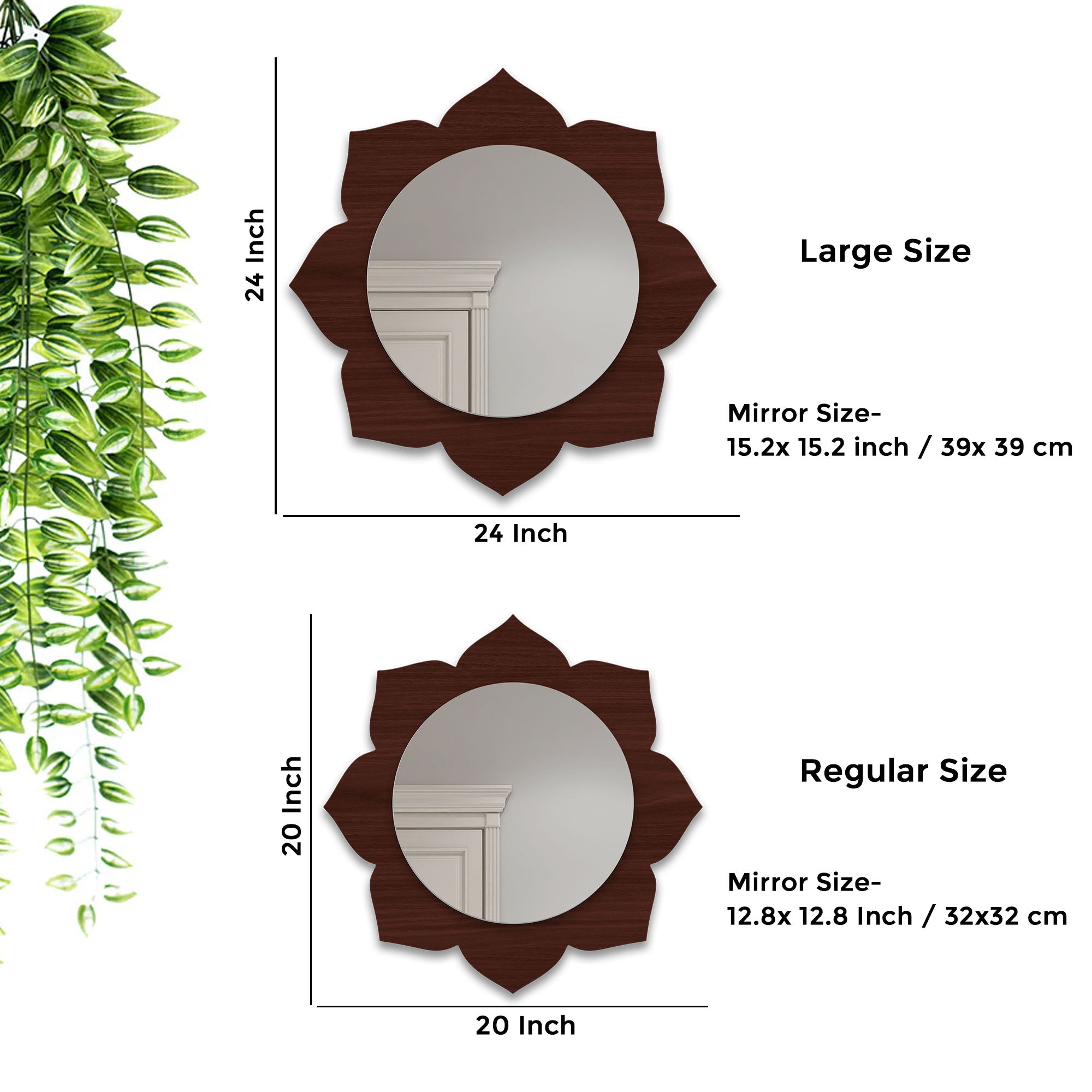 Flower Shape Designer Wooden Wall Mirror