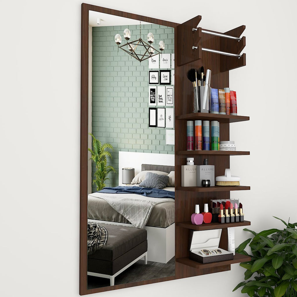 Modern Dressing Mirror In Walnut Finish