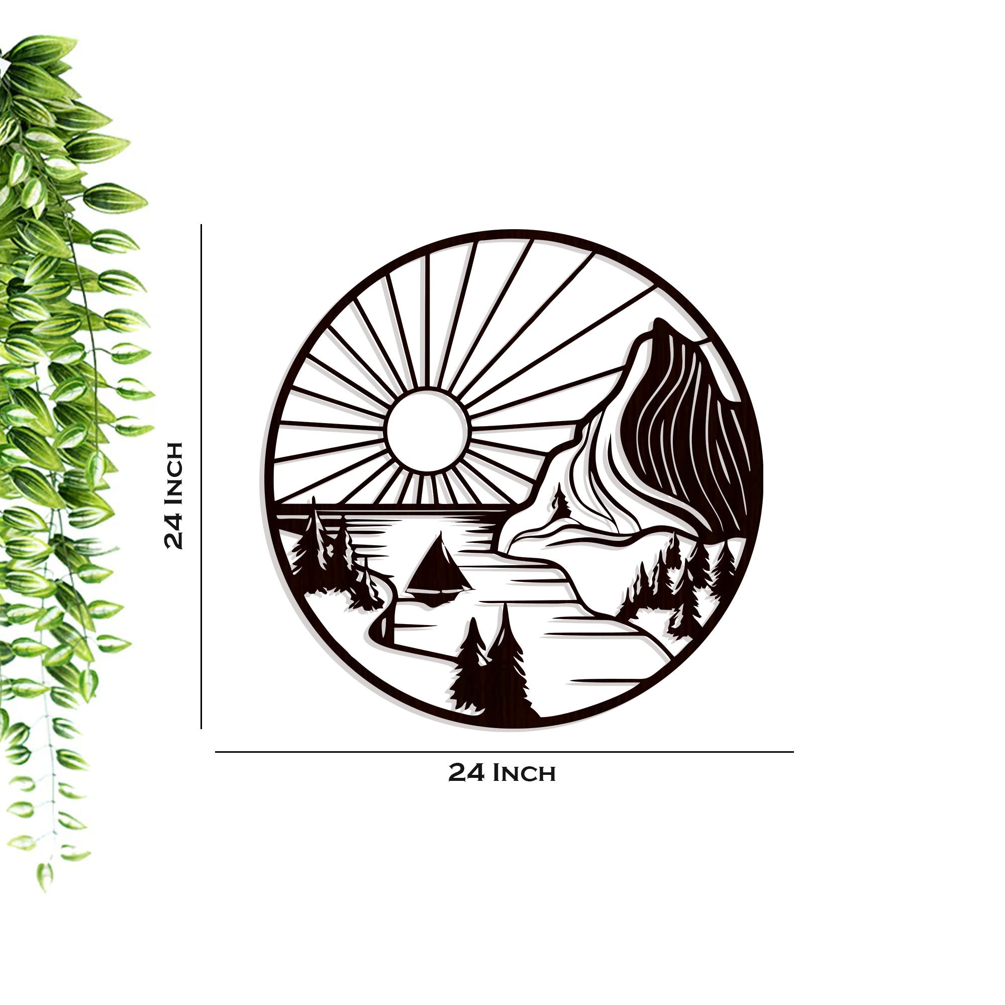 Wooden Wall Decor with LED Night Light Walnut Finish