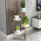  Premium Metal Planter Stand With White Round Marble At Top - 4 Tier