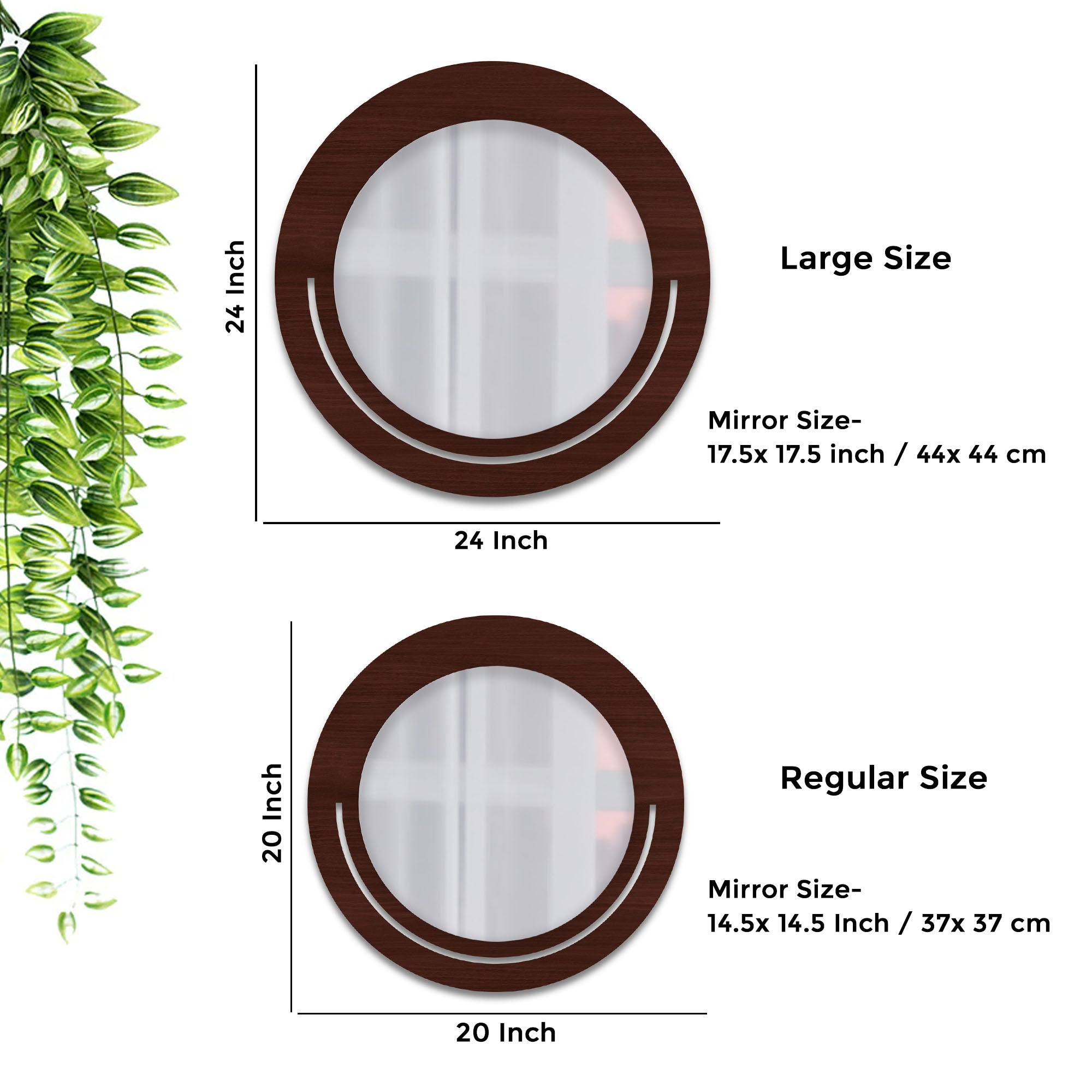 Rounded Shape Designer Vanity Wooden Wall Mirror