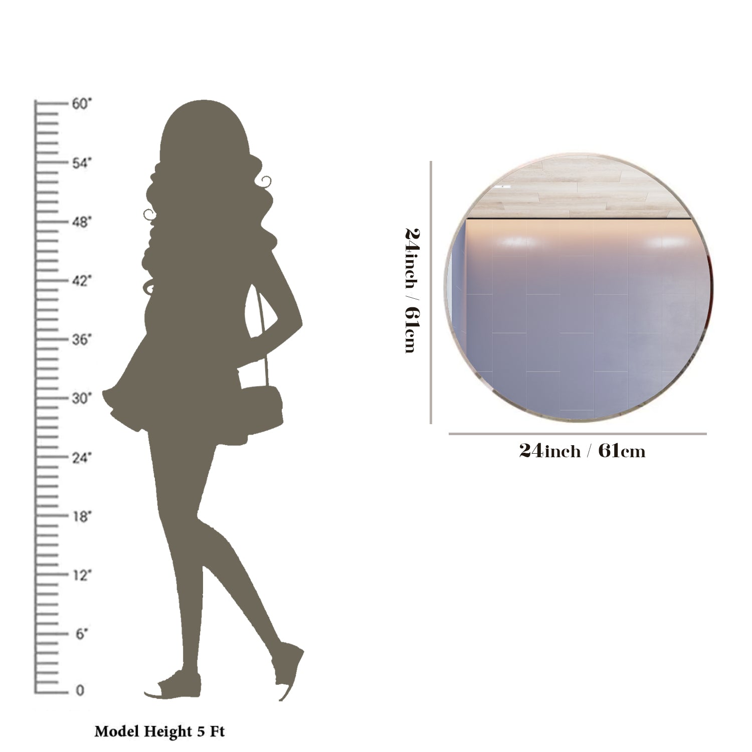 Frameless Beveled Round Mirror