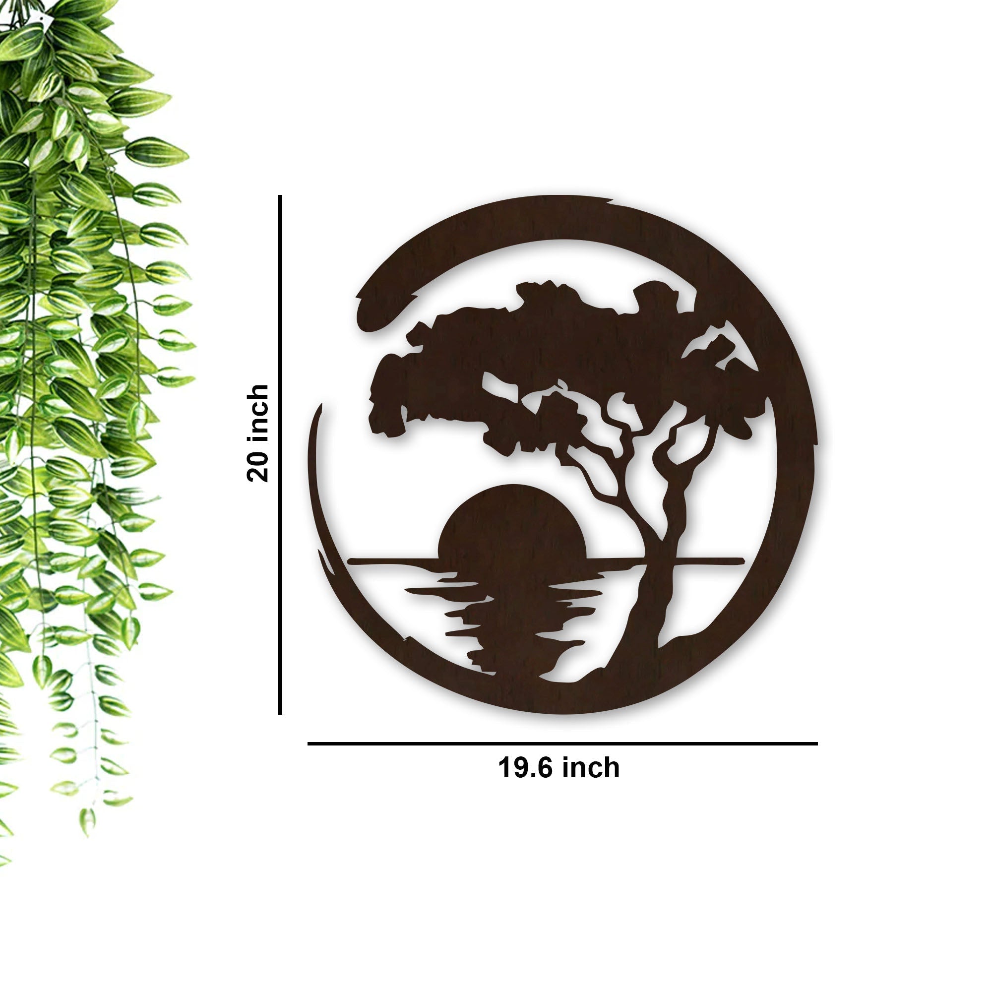 Wooden Wall Decor with LED Night Light Walnut Finish