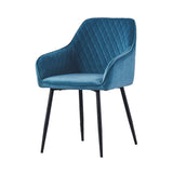 Blue Diamond Cut Velvet Accent Comfy Chair with Black Legs