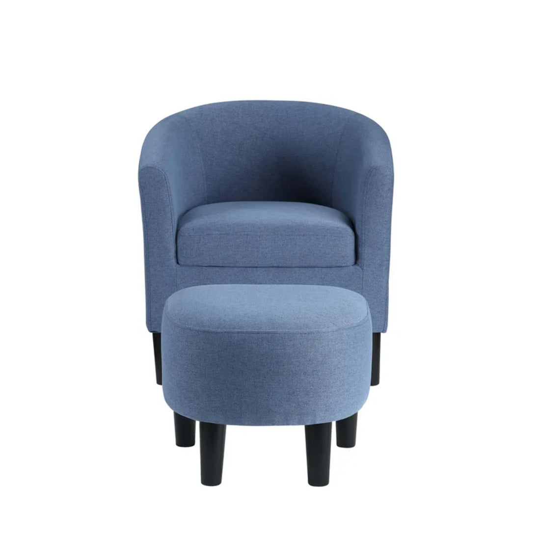 Grey Rich Velvet Accent Chair with Ottoman