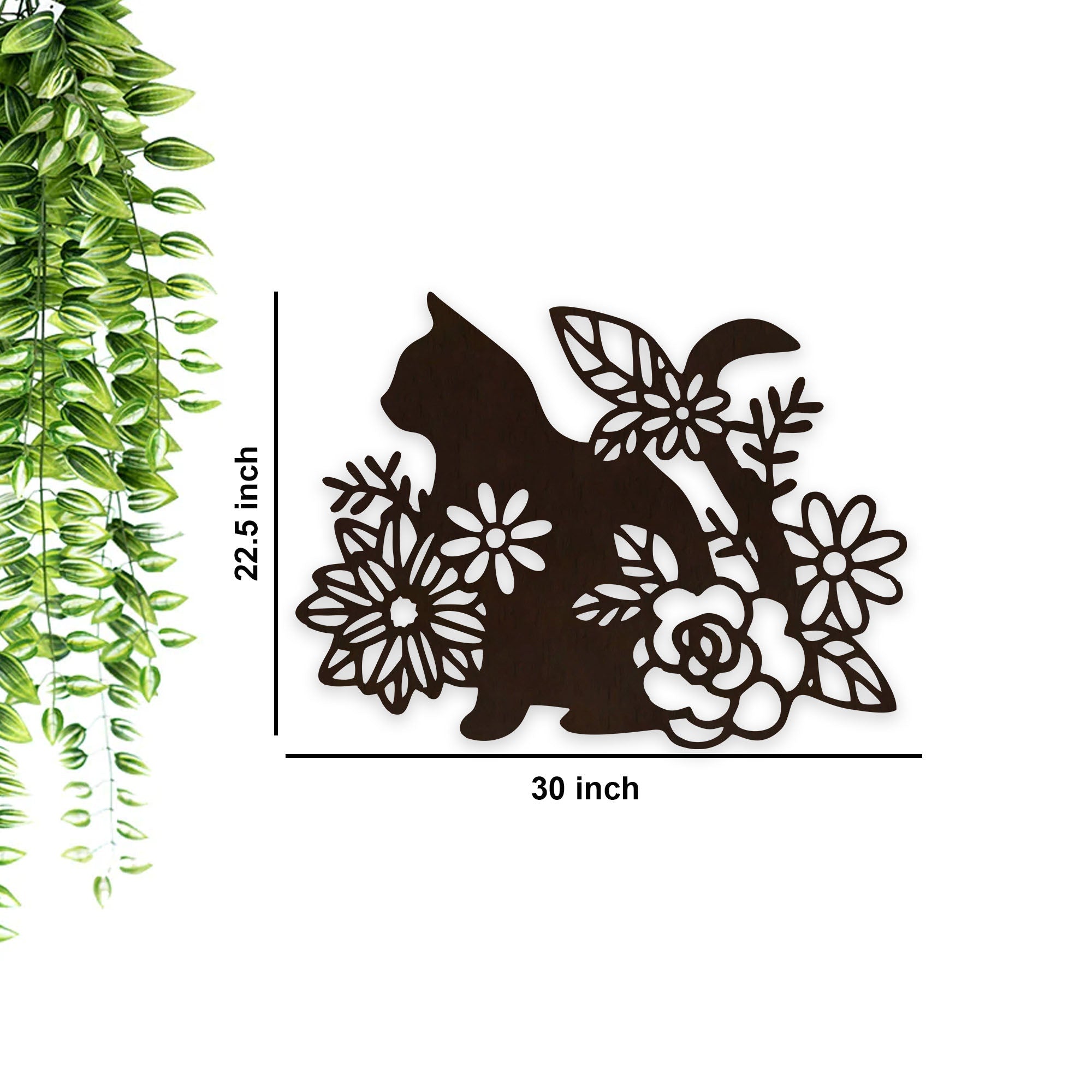 Wooden Wall Decor with LED Night Light Walnut Finish