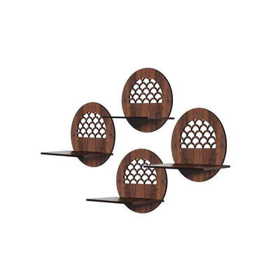 Shelves with Walnut Finish Set of Four