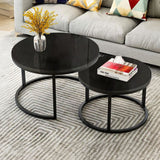 Classic Black with Black Metallic Finish Round Coffee Table Set of 2