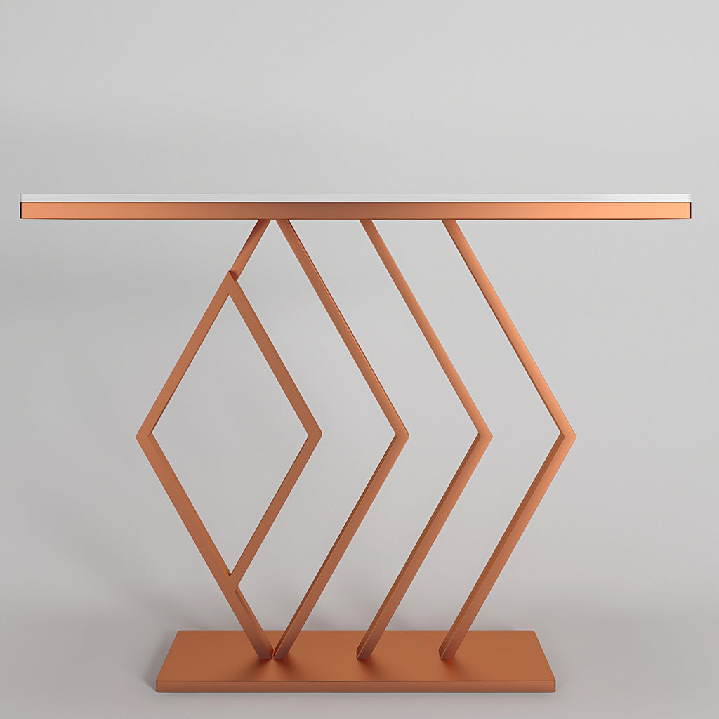 Copper Console Table in Geometric Pattern