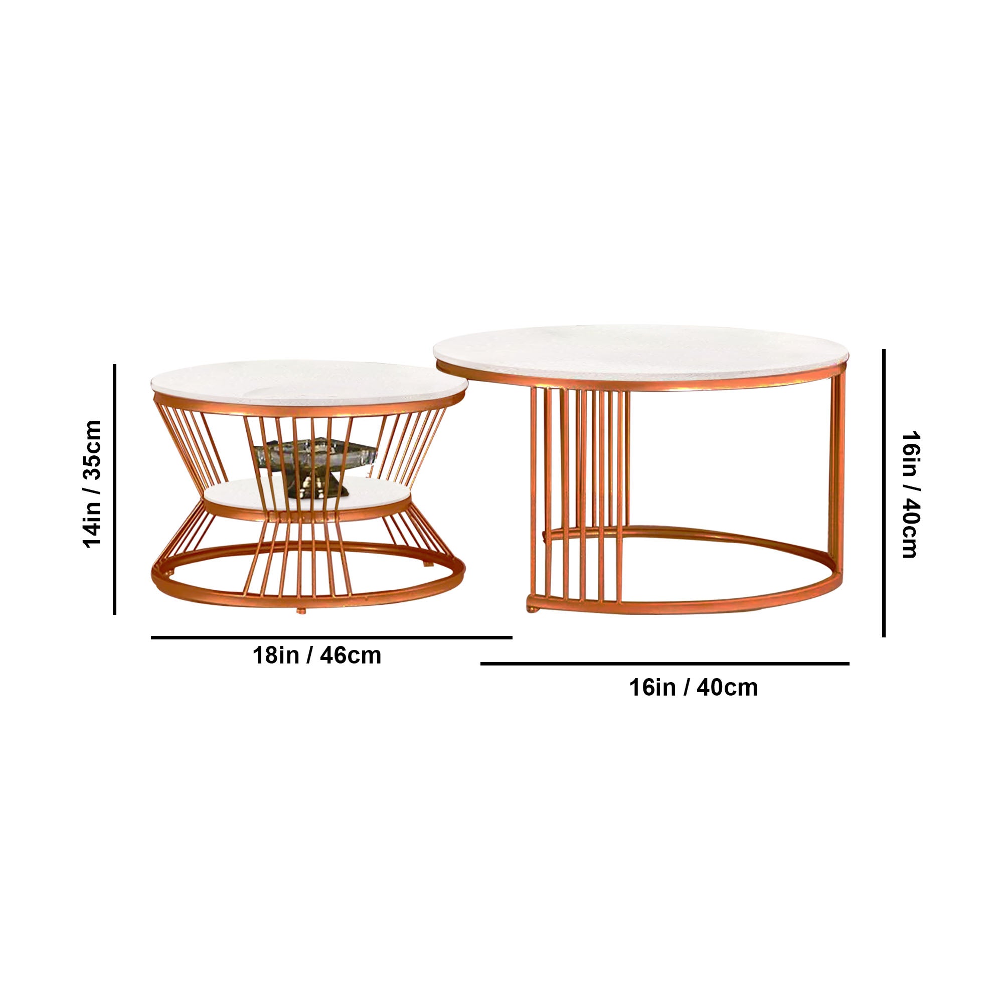 Complementing Copper Coffee Table Set of 2