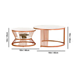  Complementing Copper Coffee Table Set of 2