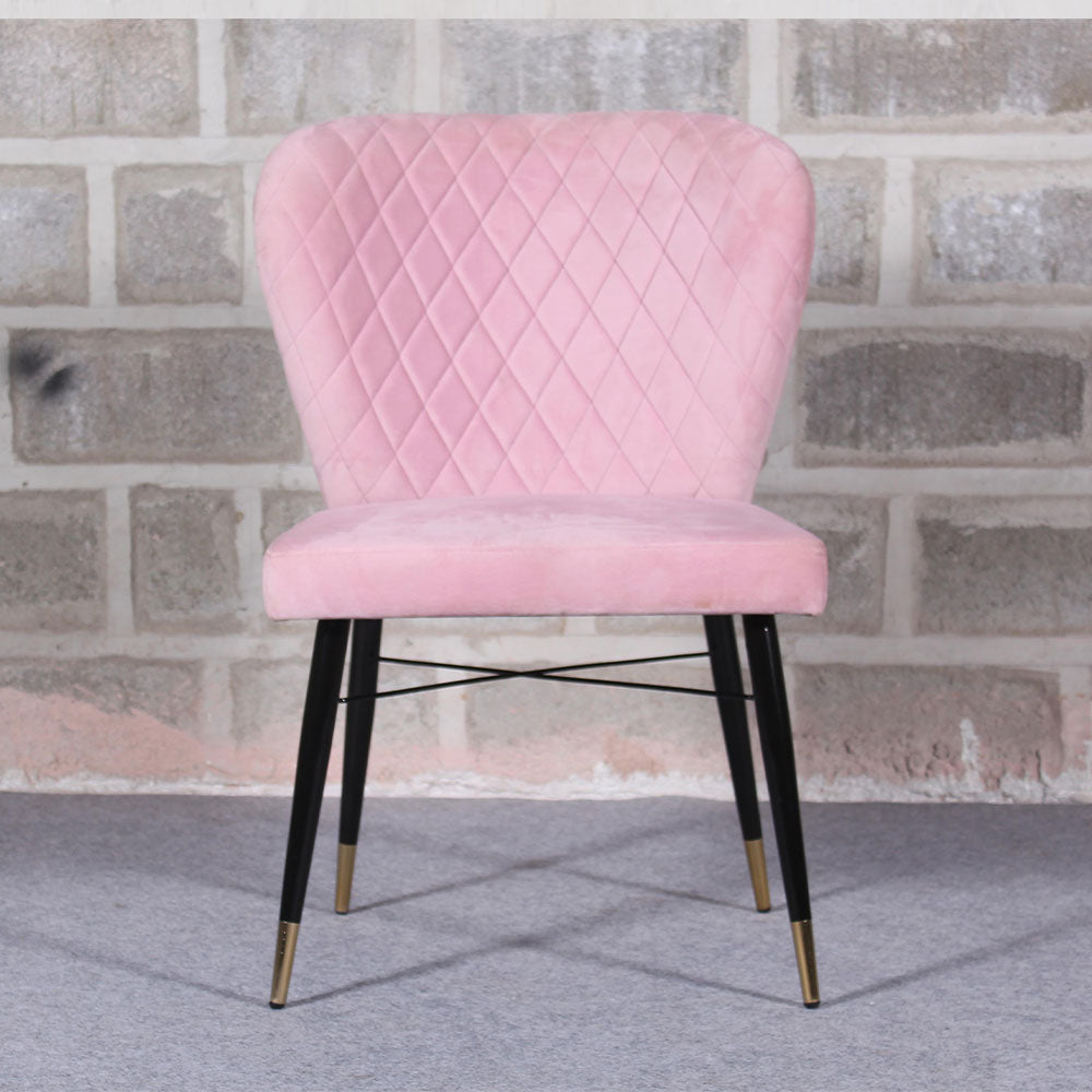 Pink Velvet & Iron Dining Accent Chair