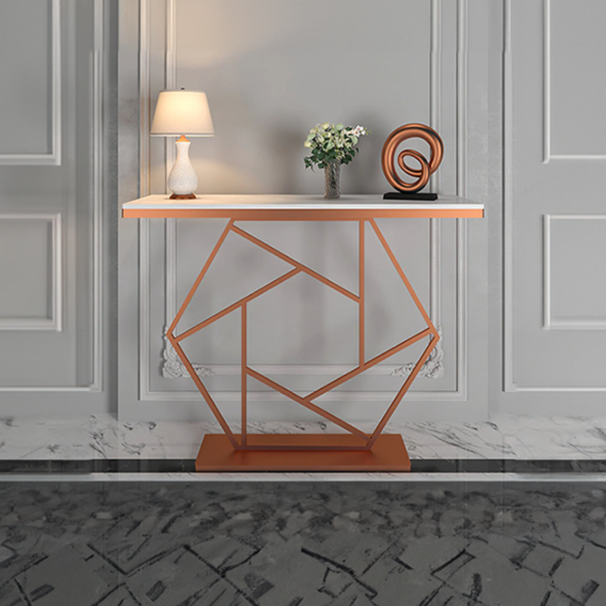 Console Table In Hexagonal Design