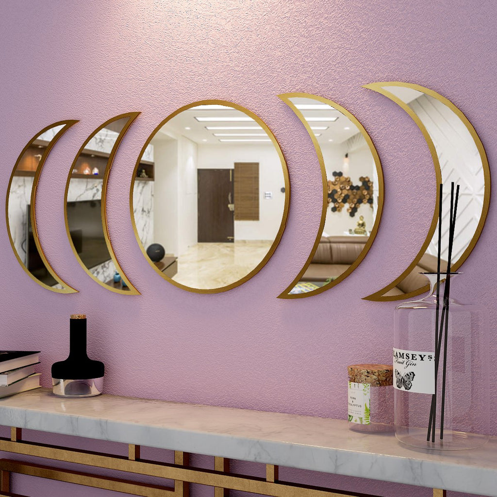 Mirrors Set of Five in Golden Finish Frame