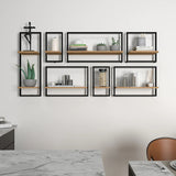 Decorative Metal Framed Wall Shelves In Urban Motif Set Of 7