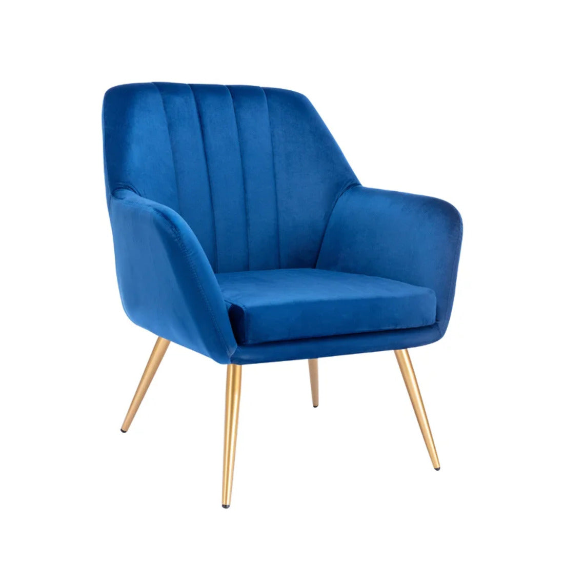 Blue Comfy Velvet Accent Chair