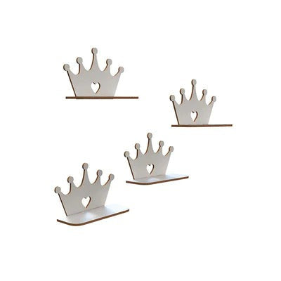 Crown Royality Wooden Wall Mounted Shelf Set of Four with White Finish