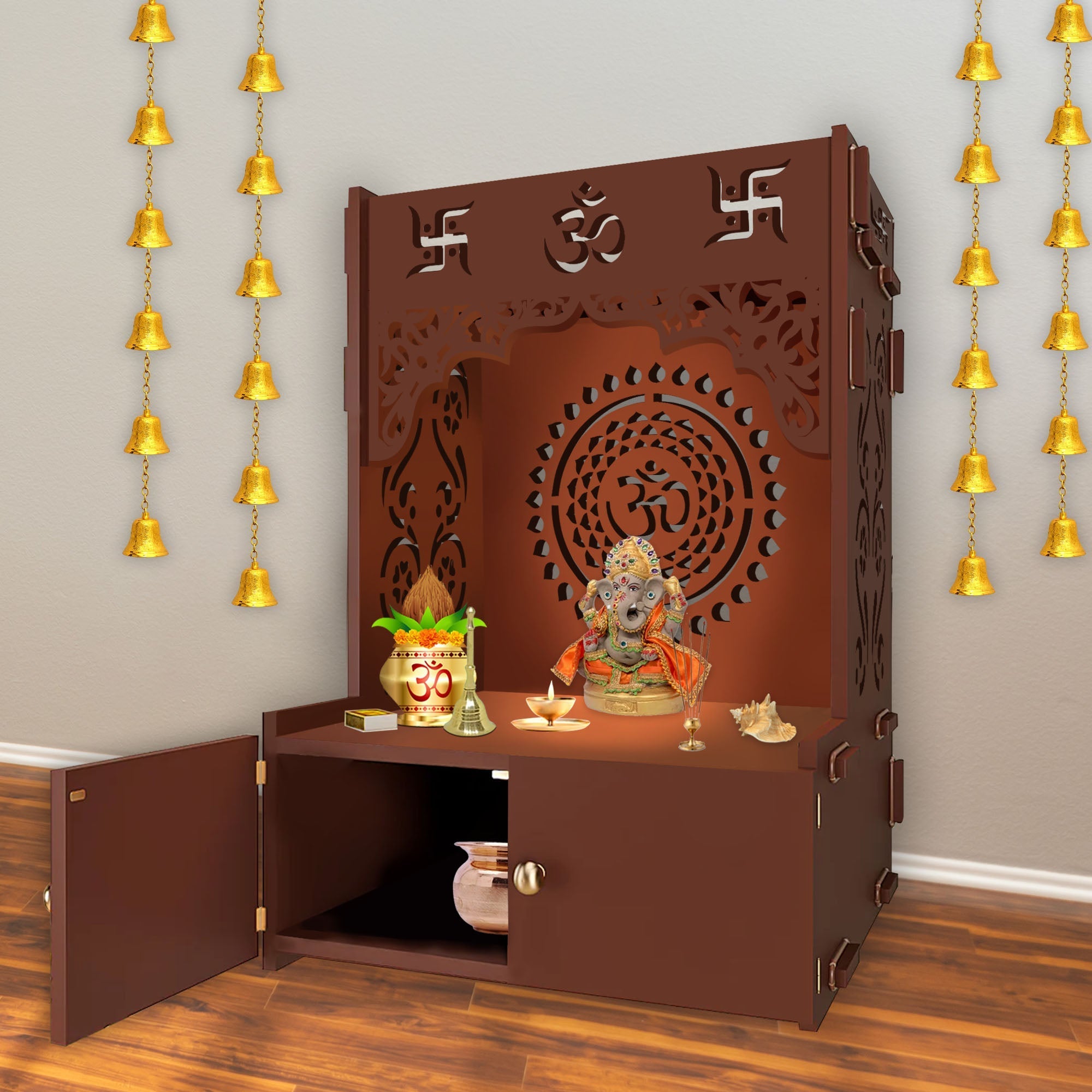 Floor Temple with Spacious Wooden Shelf