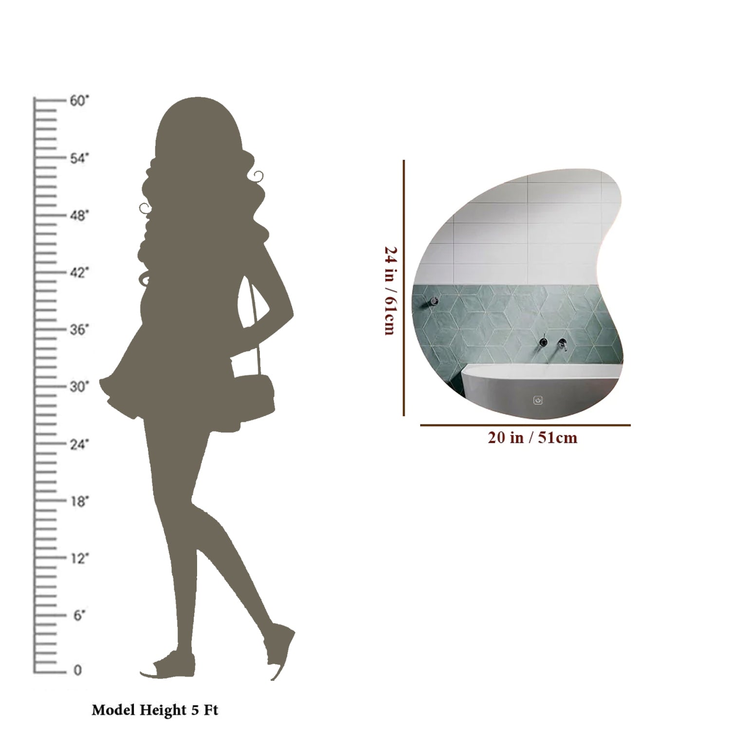 Shaped Wall Mirror with LED Light