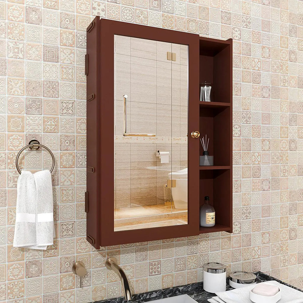 Rectengular Shaped Wooden Bathroom Mirror Cabinet