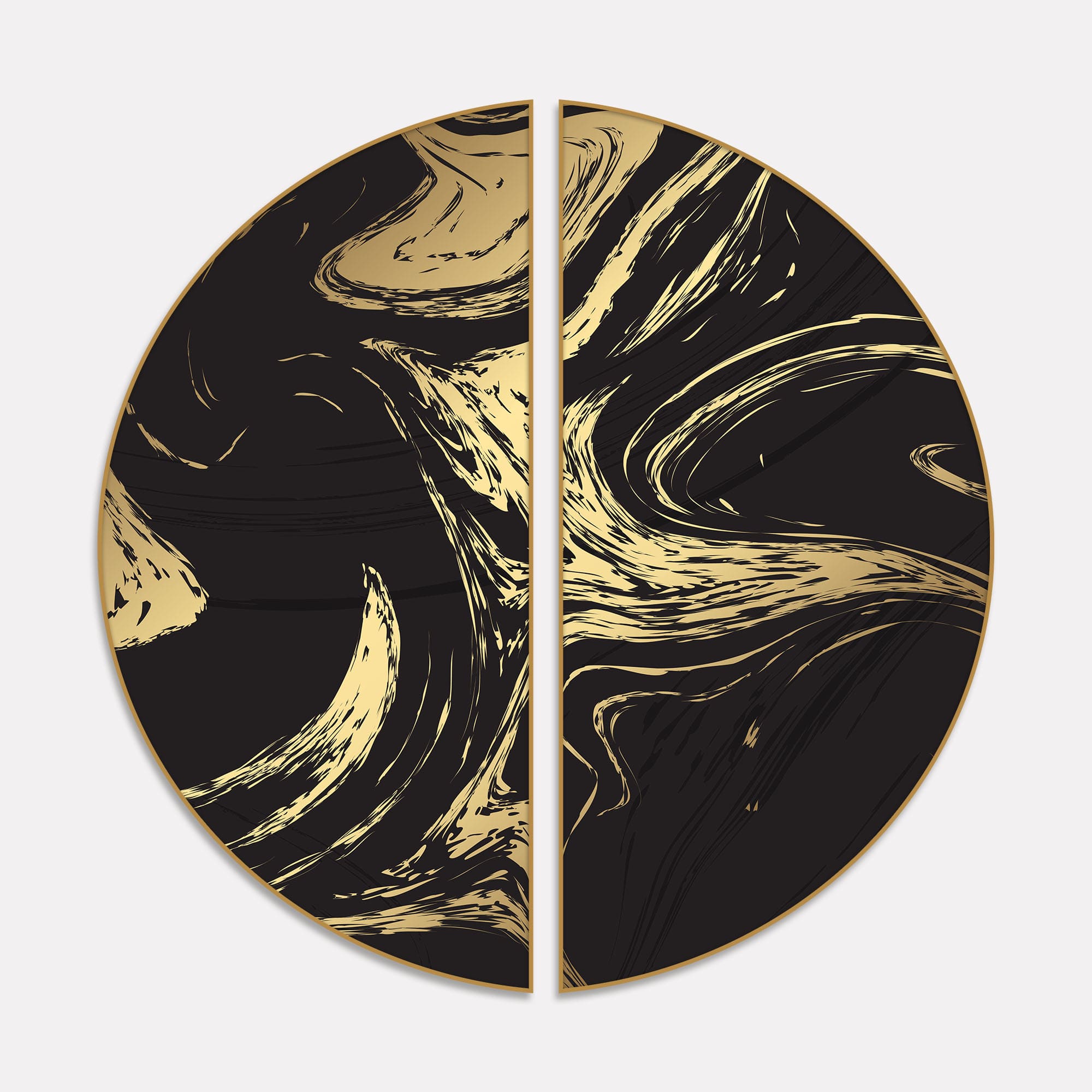 Background with Black and Gold Marble Texture Semi Circle Frames Set Of 2