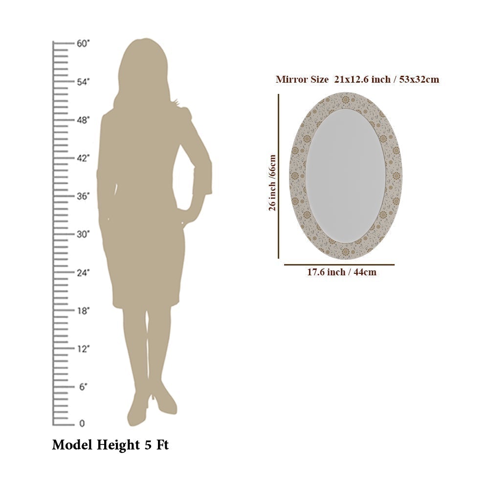 White Floral Oval Shaped Wall Mirror