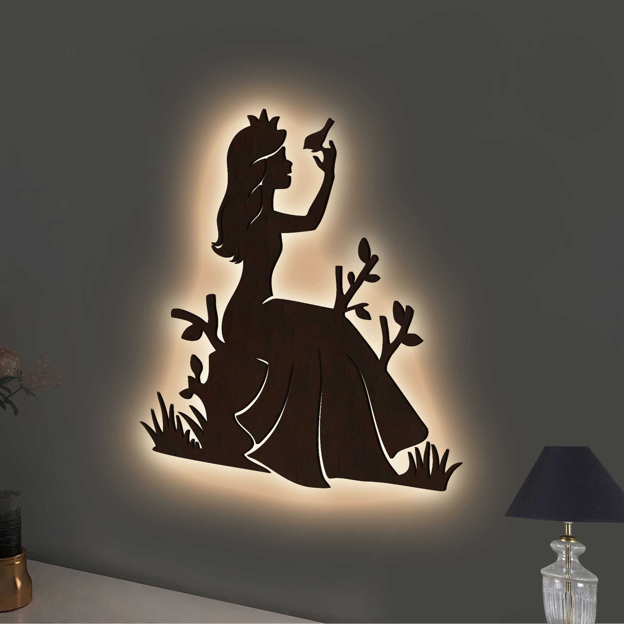 Fairytale Princess Backlit Wooden Wall Decor