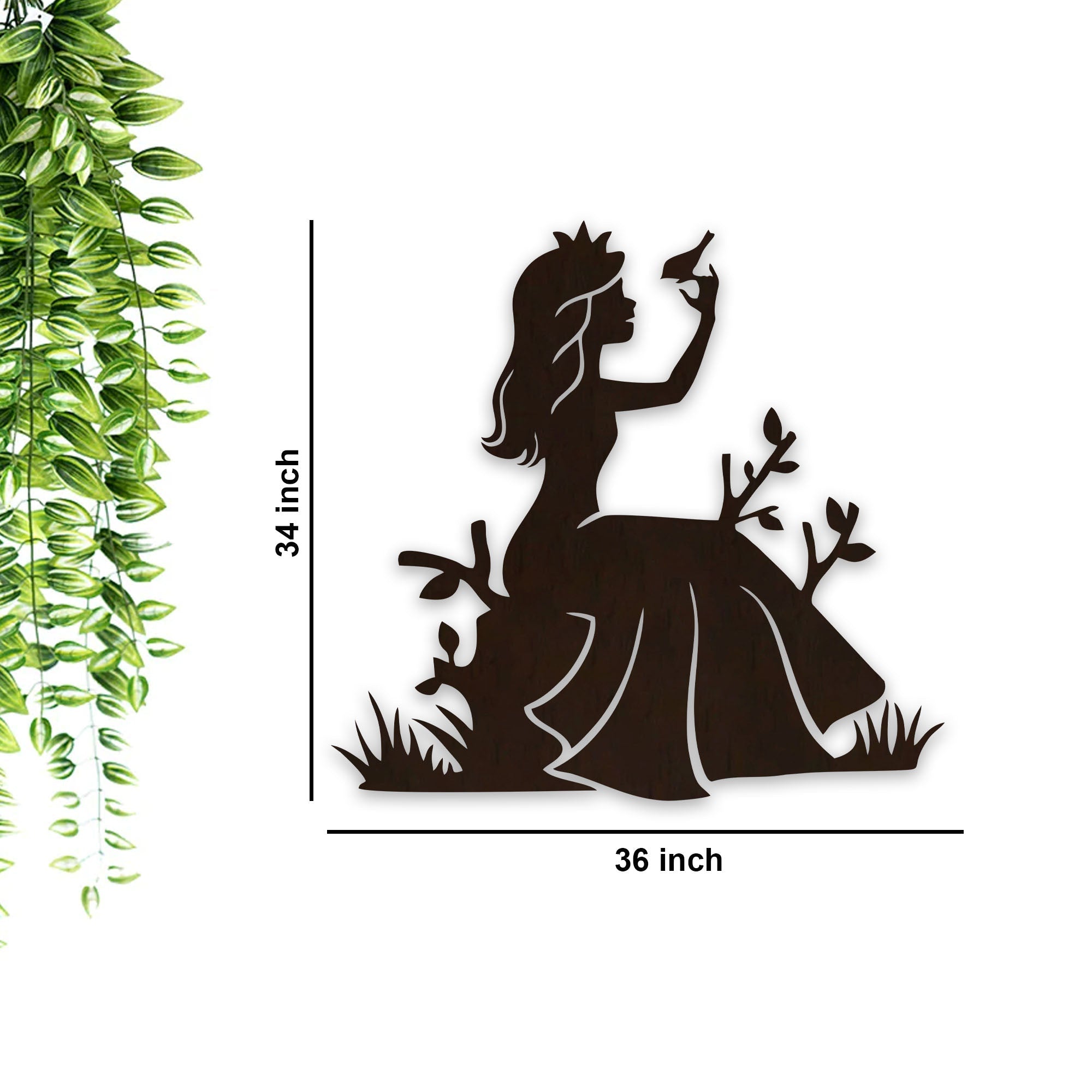 Wooden Wall Decor with LED Night Light Walnut Finish