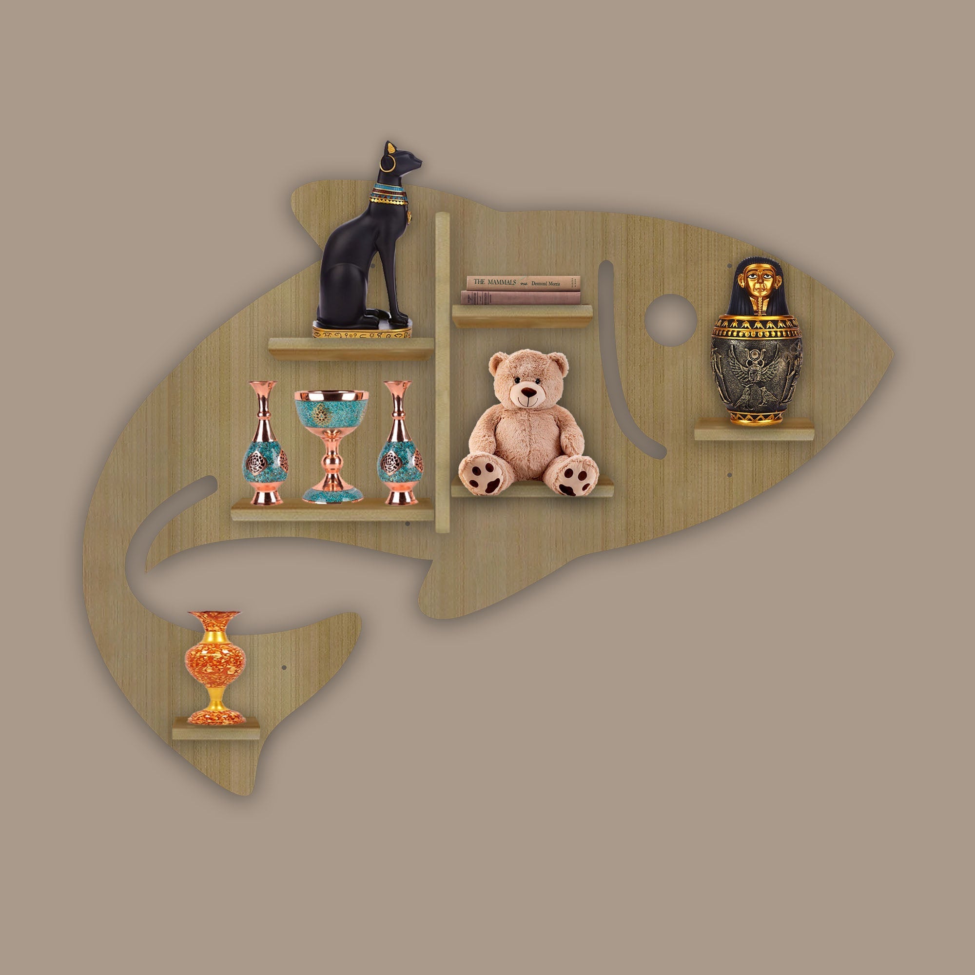 Wooden Wall Shelf LED Light Wall Shelf with Oak Finish