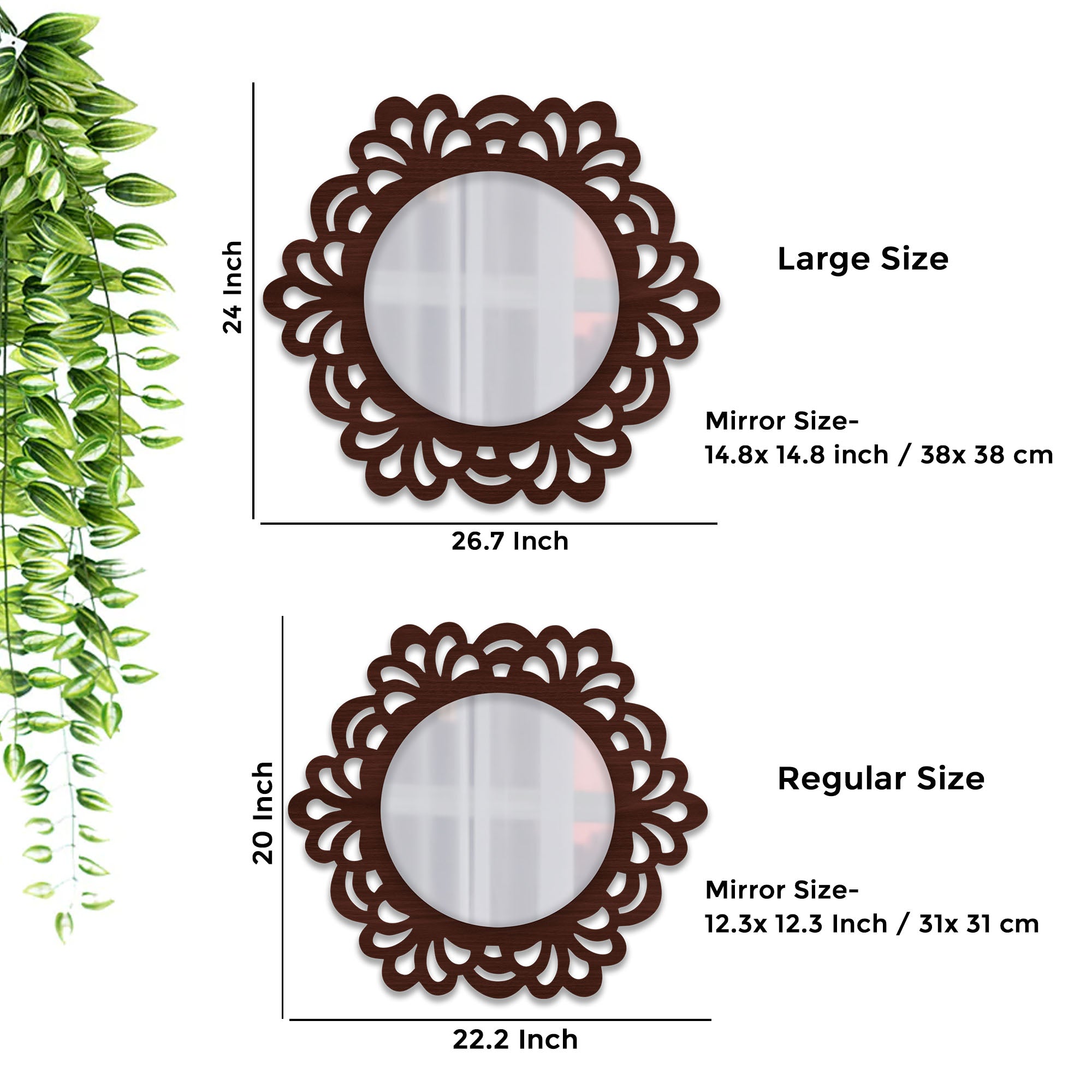 Decorative Round Wooden Wall Mirror