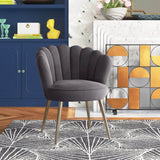 Grey Crafted Shell Shaped Designer Accent Chair