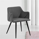 Grey Rich Cushiony Velvet Classic Accent Chair