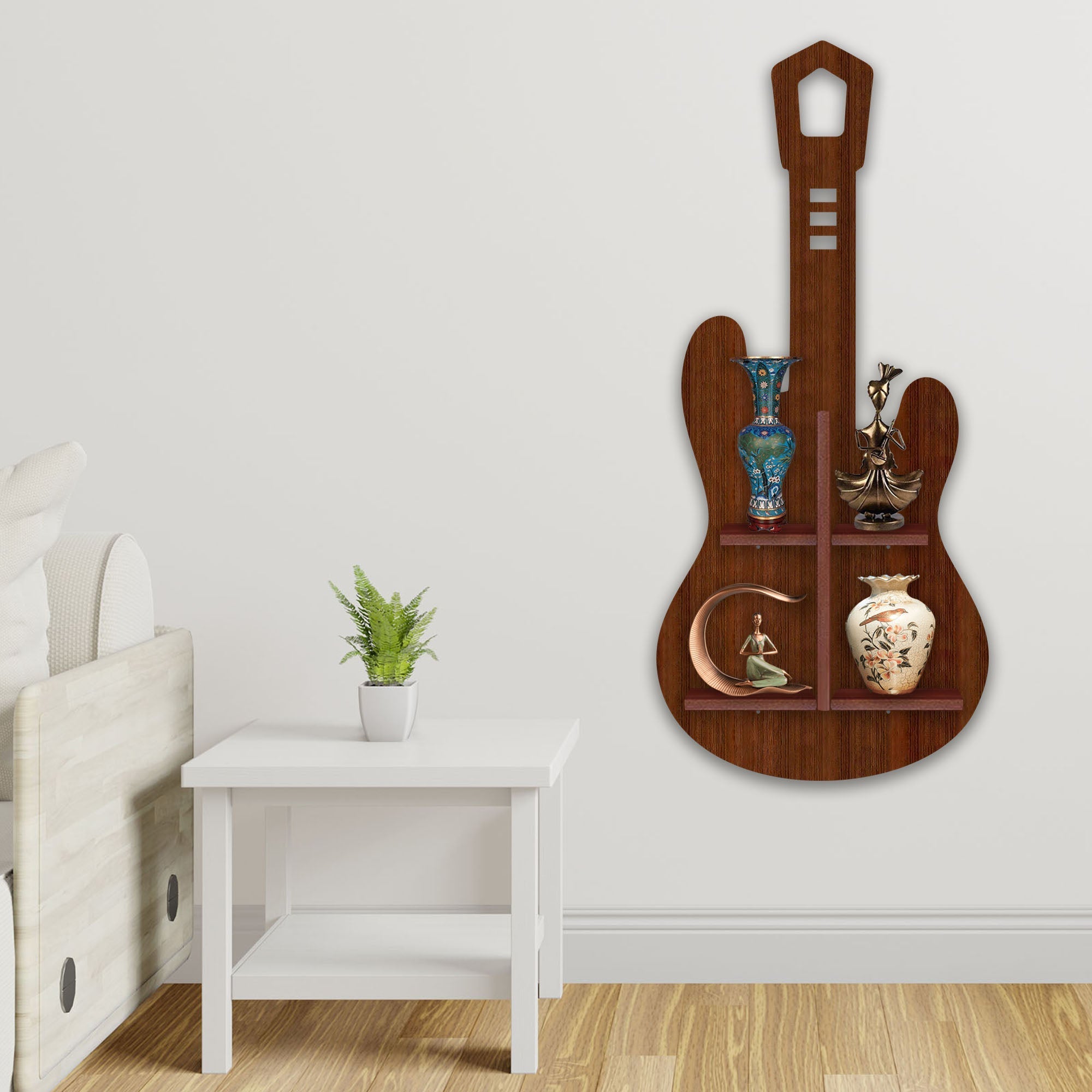 Wall Shelf LED Light Wall Shelf with Walnut Finish