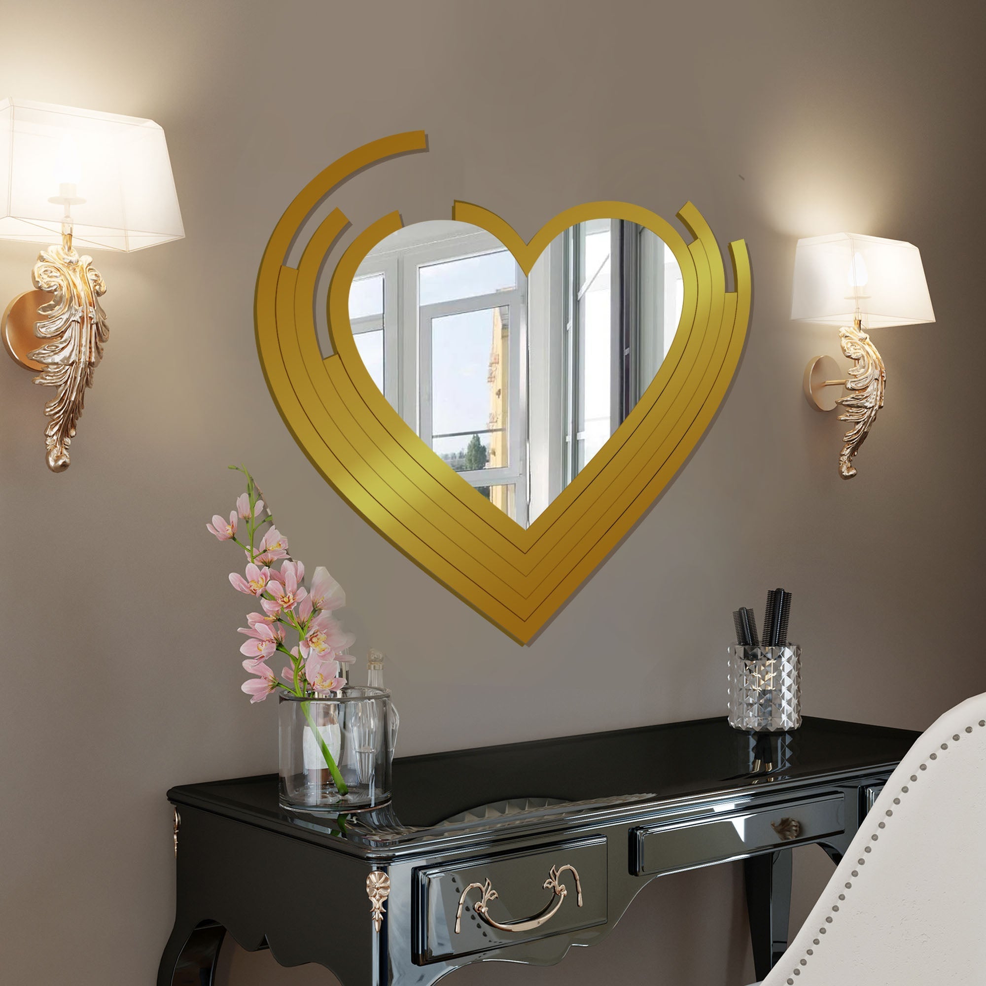 Wall Mirror With Gold Texture