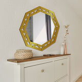 Hexagonal Shape Modern Decorative Wooden Wall Mirror 
