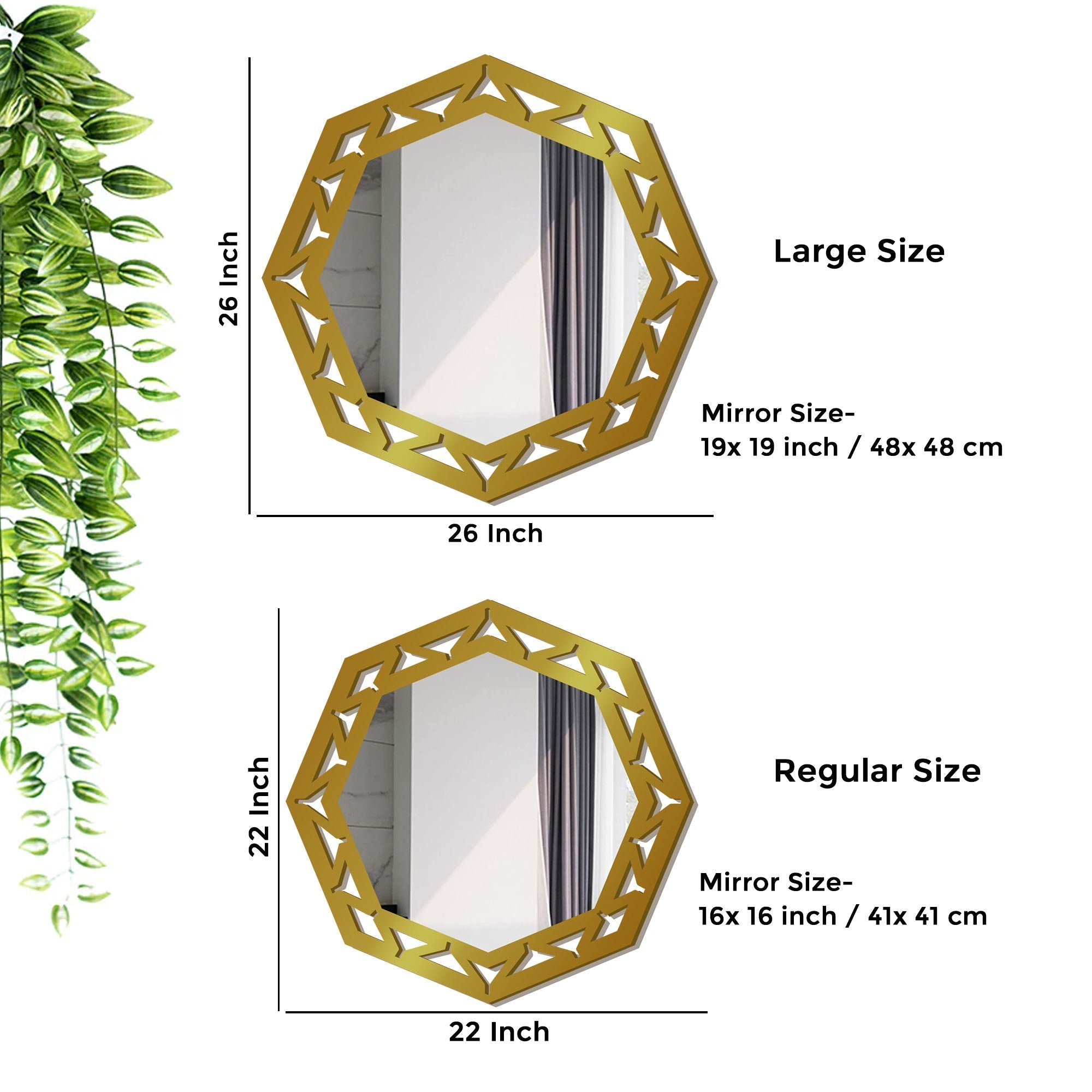Modern Decorative Wooden Wall Mirror With Gold Texture