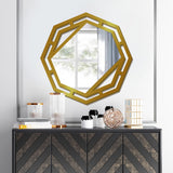 Hexagonal Shape Modern Stylish Decorative Wooden Wall Mirror With Gold Texture