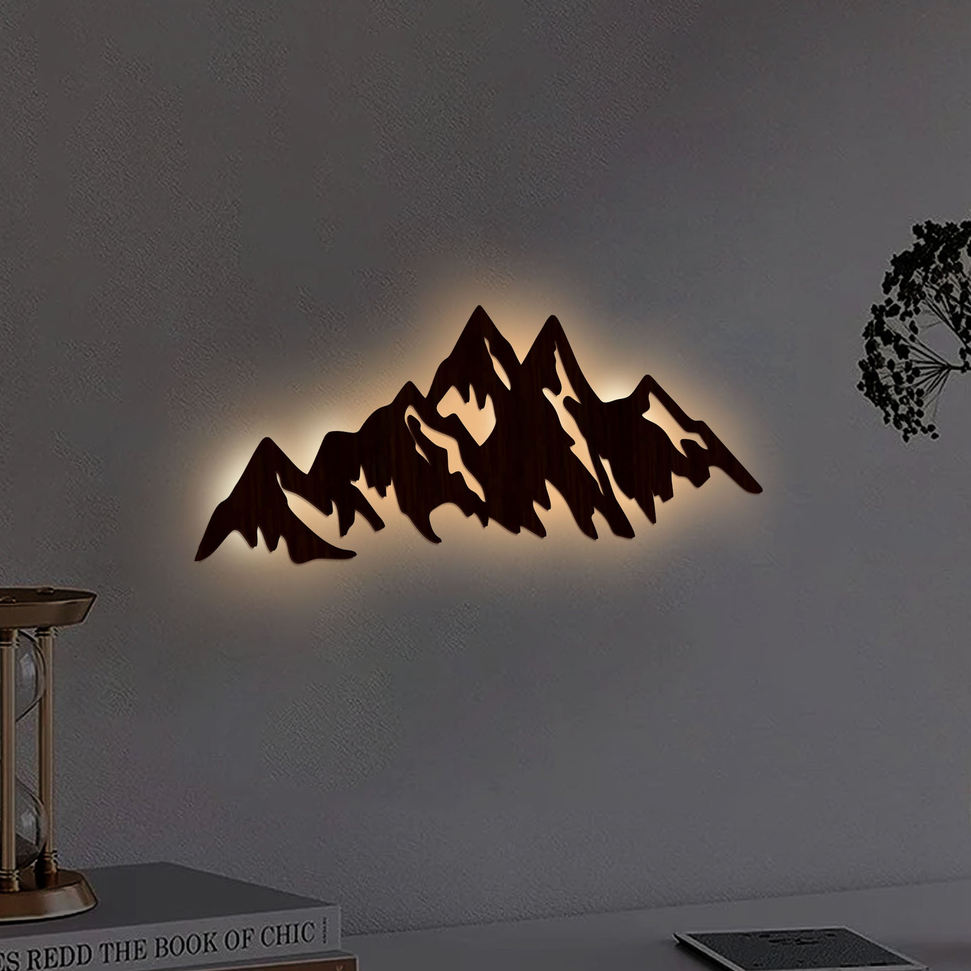 Himalayan Mountain Backlit Wooden Wall Art