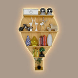 Hot Air Balloon Backlit Designer Wooden Wall Shelf / Book Shelf / Night Light, Light Oak Finish